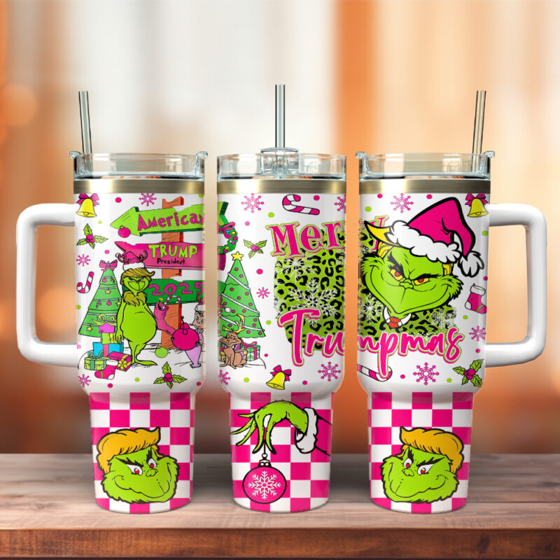 The Grinch Movies Christmas Custom Stanley Quencher 40oz Stainless Steel Tumbler With Handle - Threewoofs