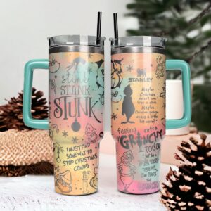 The Grinch Movies Christmas Custom Stanley Quencher 40oz Stainless Steel Tumbler With Handle - Threewoofs