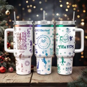The Grinch Movies Christmas Custom Stanley Quencher 40oz Stainless Steel Tumbler With Handle - Threewoofs