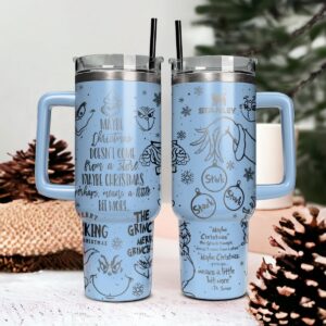 The Grinch Movies Christmas Custom Stanley Quencher 40oz Stainless Steel Tumbler With Handle - Threewoofs