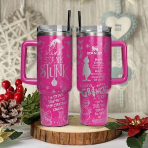 The Grinch Movies Christmas Custom Stanley Quencher 40oz Stainless Steel Tumbler With Handle - Threewoofs