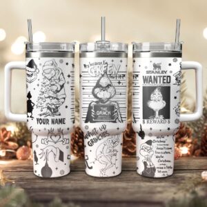 The Grinch Movies Christmas Custom Stanley Quencher 40oz Stainless Steel Tumbler With Handle - Threewoofs