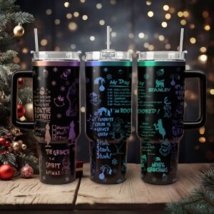 The Grinch Movies Christmas Custom Stanley Quencher 40oz Stainless Steel Tumbler With Handle - Threewoofs