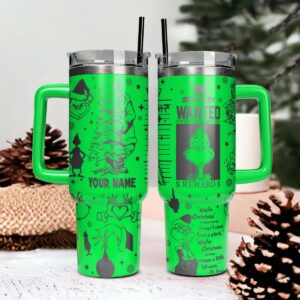 The Grinch Movies Christmas Custom Stanley Quencher 40oz Stainless Steel Tumbler With Handle - Threewoofs