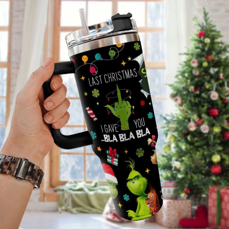 The Grinch Movies Christmas Custom Stanley Quencher 40oz Stainless Steel Tumbler With Handle - Threewoofs - Image 2
