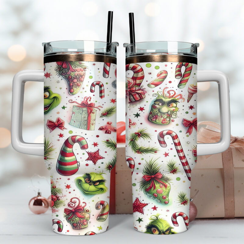 The Grinch Movies Christmas Custom Stanley Quencher 40oz Stainless Steel Tumbler With Handle - Threewoofs - Image 4