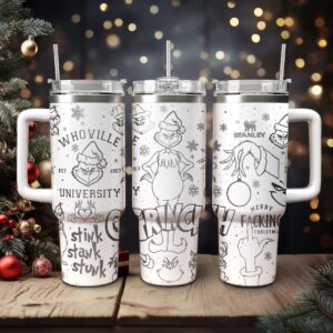 The Grinch Movies Christmas Custom Stanley Quencher 40oz Stainless Steel Tumbler With Handle - Threewoofs