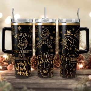 The Grinch Movies Christmas Custom Stanley Quencher 40oz Stainless Steel Tumbler With Handle - Threewoofs