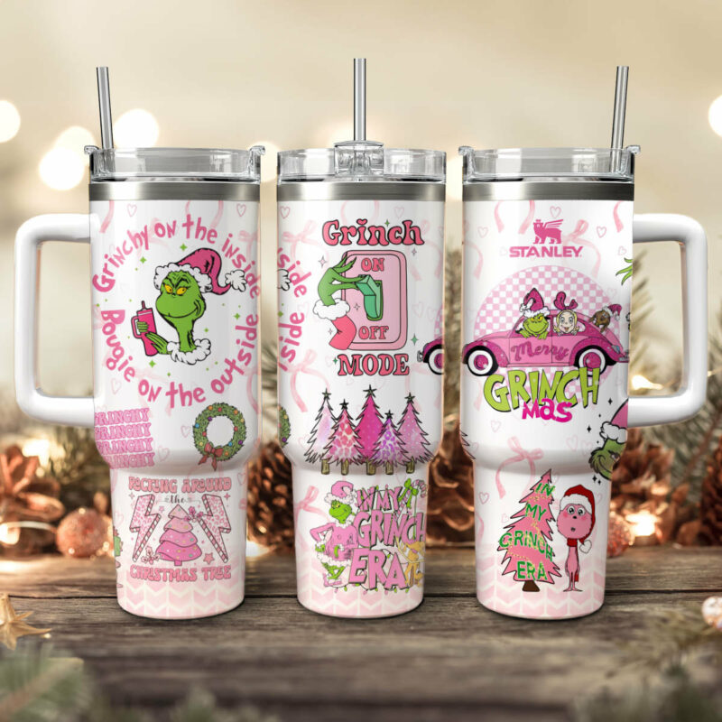The Grinch Movies Christmas Custom Stanley Quencher 40oz Stainless Steel Tumbler With Handle - Threewoofs - Image 3