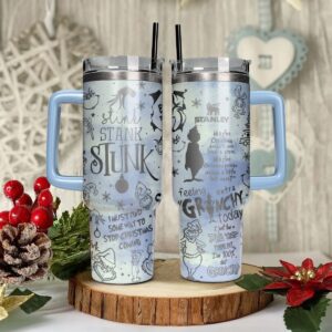 The Grinch Movies Christmas Custom Stanley Quencher 40oz Stainless Steel Tumbler With Handle - Threewoofs