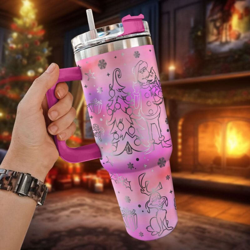 The Grinch Movies Christmas Custom Stanley Quencher 40oz Stainless Steel Tumbler With Handle - Threewoofs