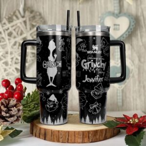 The Grinch Movies Christmas Custom Stanley Quencher 40oz Stainless Steel Tumbler With Handle - Threewoofs