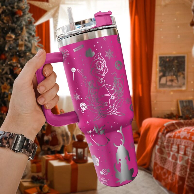 The Grinch Movies Christmas Custom Stanley Quencher 40oz Stainless Steel Tumbler With Handle - Threewoofs