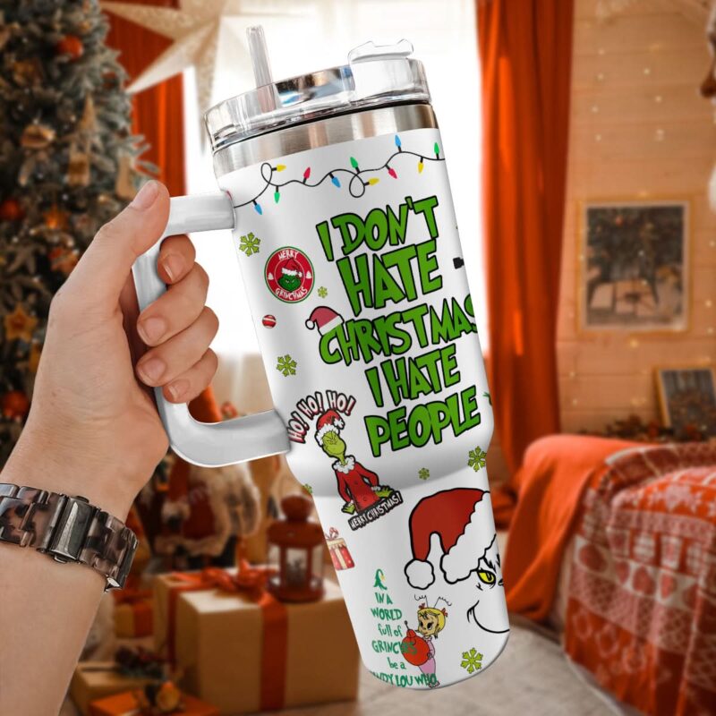 The Grinch Movies Christmas Custom Stanley Quencher 40oz Stainless Steel Tumbler With Handle - Threewoofs - Image 3