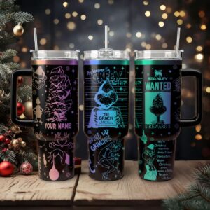 The Grinch Movies Christmas Custom Stanley Quencher 40oz Stainless Steel Tumbler With Handle - Threewoofs