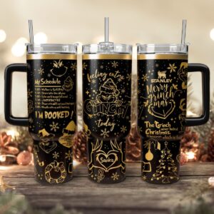 The Grinch Movies Christmas Custom Stanley Quencher 40oz Stainless Steel Tumbler With Handle - Threewoofs