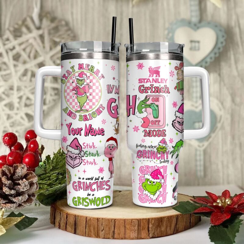 The Grinch Movies Christmas Custom Stanley Quencher 40oz Stainless Steel Tumbler With Handle - Threewoofs - Image 2