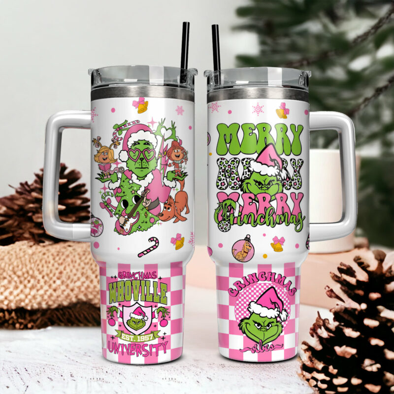 The Grinch Movies Christmas Custom Stanley Quencher 40oz Stainless Steel Tumbler With Handle - Threewoofs - Image 4