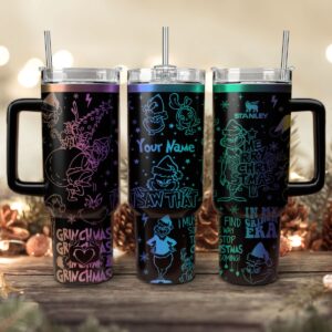 The Grinch Movies Christmas Custom Stanley Quencher 40oz Stainless Steel Tumbler With Handle - Threewoofs