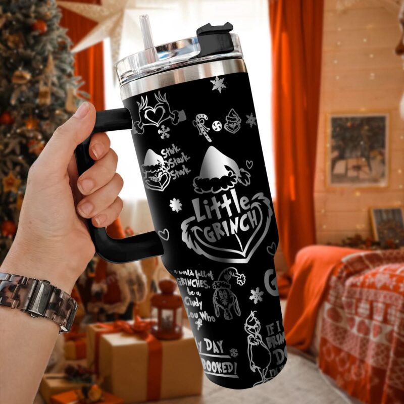 The Grinch Movies Christmas Custom Stanley Quencher 40oz Stainless Steel Tumbler With Handle - Threewoofs