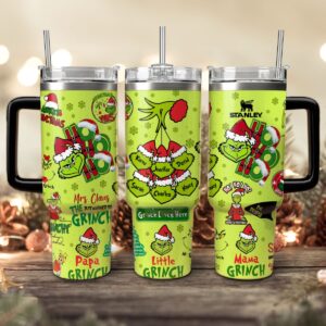 The Grinch Movies Christmas Custom Stanley Quencher 40oz Stainless Steel Tumbler With Handle - Threewoofs