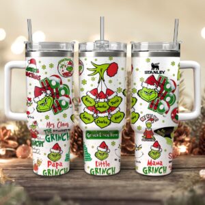 The Grinch Movies Christmas Custom Stanley Quencher 40oz Stainless Steel Tumbler With Handle - Threewoofs
