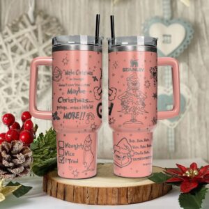 The Grinch Movies Christmas Custom Stanley Quencher 40oz Stainless Steel Tumbler With Handle - Threewoofs