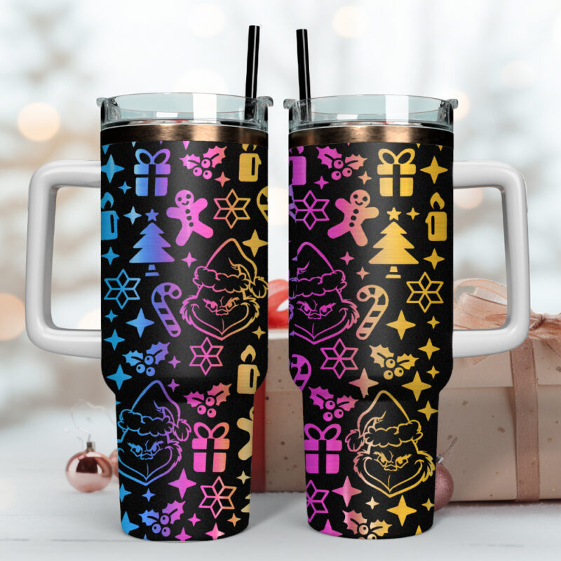The Grinch Movies Christmas Custom Stanley Quencher 40oz Stainless Steel Tumbler With Handle - Threewoofs