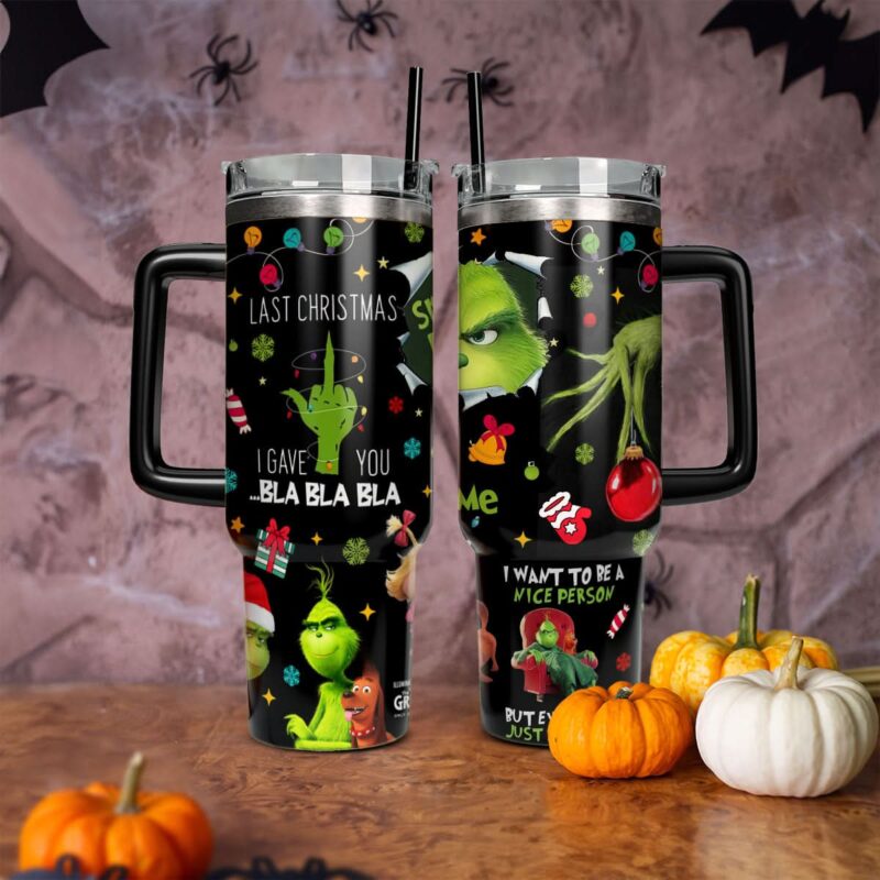 The Grinch Movies Christmas Custom Stanley Quencher 40oz Stainless Steel Tumbler With Handle - Threewoofs - Image 5
