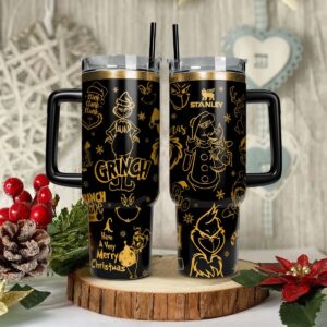 The Grinch Movies Christmas Custom Stanley Quencher 40oz Stainless Steel Tumbler With Handle - Threewoofs