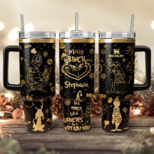 The Grinch Movies Christmas Custom Stanley Quencher 40oz Stainless Steel Tumbler With Handle - Threewoofs