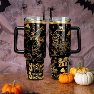 The Grinch Movies Christmas Custom Stanley Quencher 40oz Stainless Steel Tumbler With Handle - Threewoofs