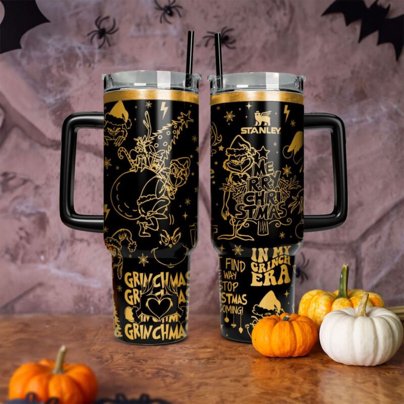 The Grinch Movies Christmas Custom Stanley Quencher 40oz Stainless Steel Tumbler With Handle - Threewoofs