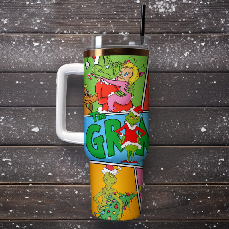 The Grinch Movies Christmas Custom Stanley Quencher 40oz Stainless Steel Tumbler With Handle - Threewoofs - Image 4