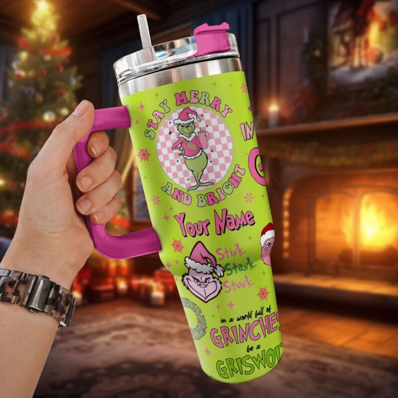 The Grinch Movies Christmas Custom Stanley Quencher 40oz Stainless Steel Tumbler With Handle - Threewoofs - Image 2