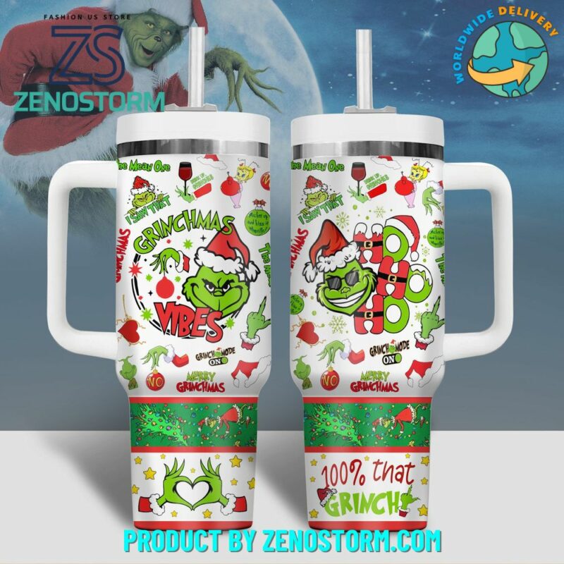 The Grinch Movies Christmas Custom Stanley Quencher 40oz Stainless Steel Tumbler With Handle - Threewoofs