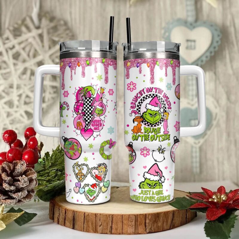 The Grinch Movies Christmas Custom Stanley Quencher 40oz Stainless Steel Tumbler With Handle - Threewoofs - Image 2