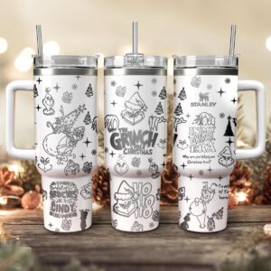 The Grinch Movies Christmas Custom Stanley Quencher 40oz Stainless Steel Tumbler With Handle - Threewoofs