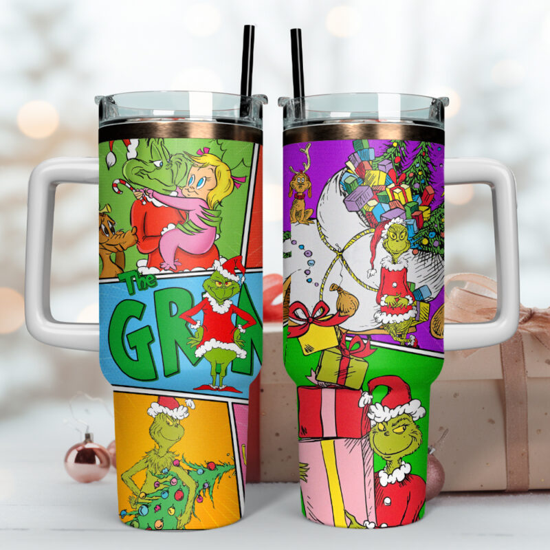 The Grinch Movies Christmas Custom Stanley Quencher 40oz Stainless Steel Tumbler With Handle - Threewoofs - Image 2
