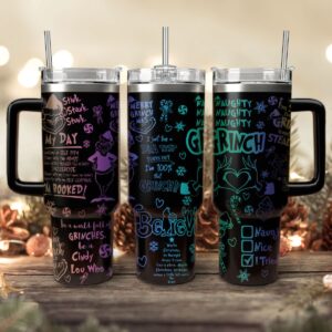 The Grinch Movies Christmas Custom Stanley Quencher 40oz Stainless Steel Tumbler With Handle - Threewoofs