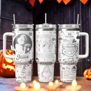 The Grinch Movies Christmas Custom Stanley Quencher 40oz Stainless Steel Tumbler With Handle - Threewoofs