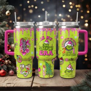 The Grinch Movies Christmas Custom Stanley Quencher 40oz Stainless Steel Tumbler With Handle - Threewoofs