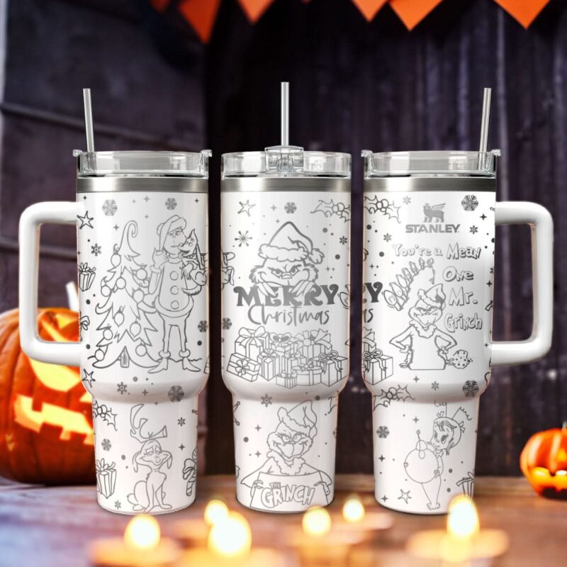 The Grinch Movies Christmas Custom Stanley Quencher 40oz Stainless Steel Tumbler With Handle - Threewoofs