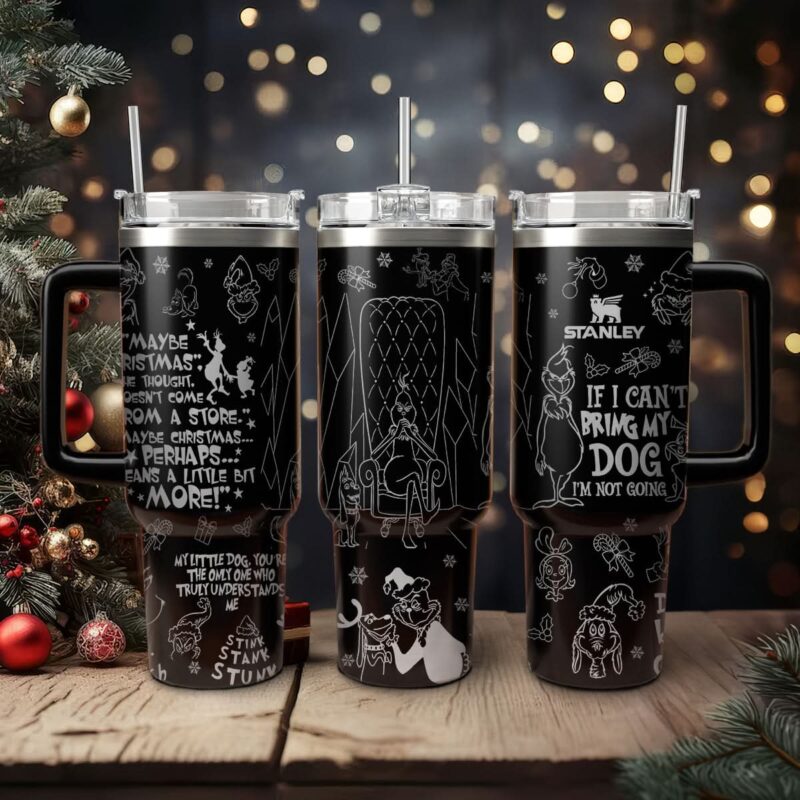 The Grinch Movies Christmas Custom Stanley Quencher 40oz Stainless Steel Tumbler With Handle - Threewoofs