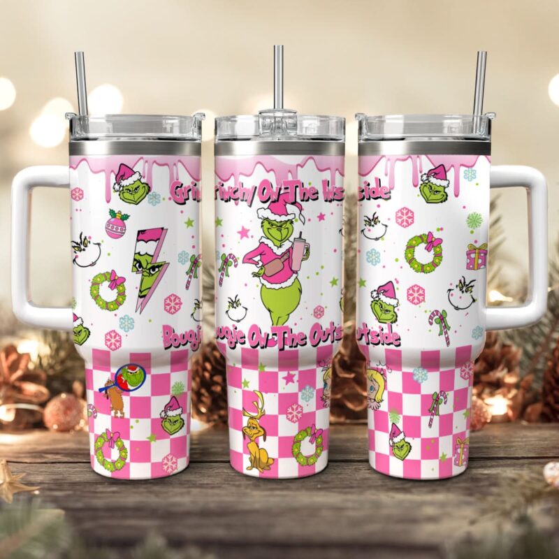 The Grinch Movies Christmas Custom Stanley Quencher 40oz Stainless Steel Tumbler With Handle - Threewoofs