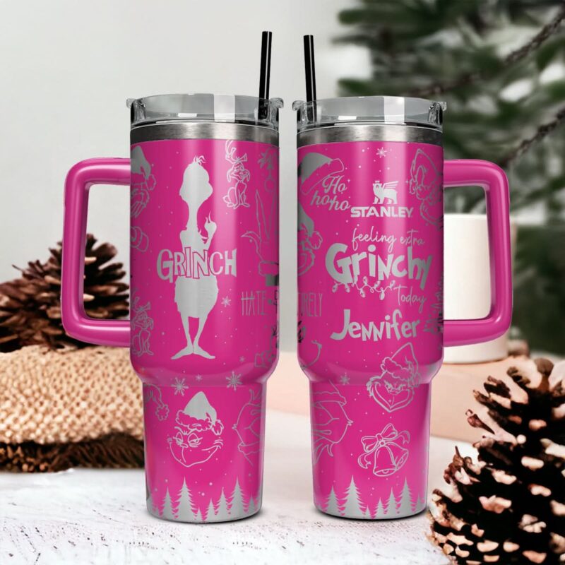 The Grinch Movies Christmas Custom Stanley Quencher 40oz Stainless Steel Tumbler With Handle - Threewoofs