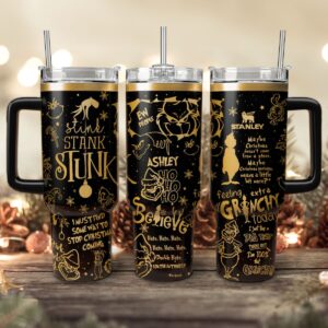 The Grinch Movies Christmas Custom Stanley Quencher 40oz Stainless Steel Tumbler With Handle - Threewoofs