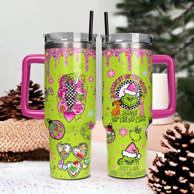 The Grinch Movies Christmas Custom Stanley Quencher 40oz Stainless Steel Tumbler With Handle - Threewoofs - Image 2
