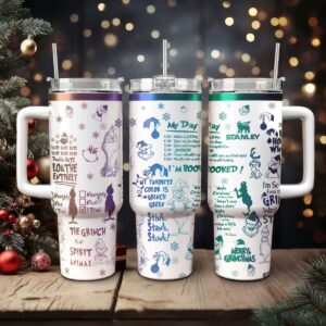 The Grinch Movies Christmas Custom Stanley Quencher 40oz Stainless Steel Tumbler With Handle - Threewoofs