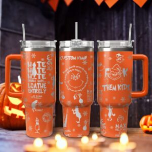 The Grinch Movies Christmas Custom Stanley Quencher 40oz Stainless Steel Tumbler With Handle - Threewoofs